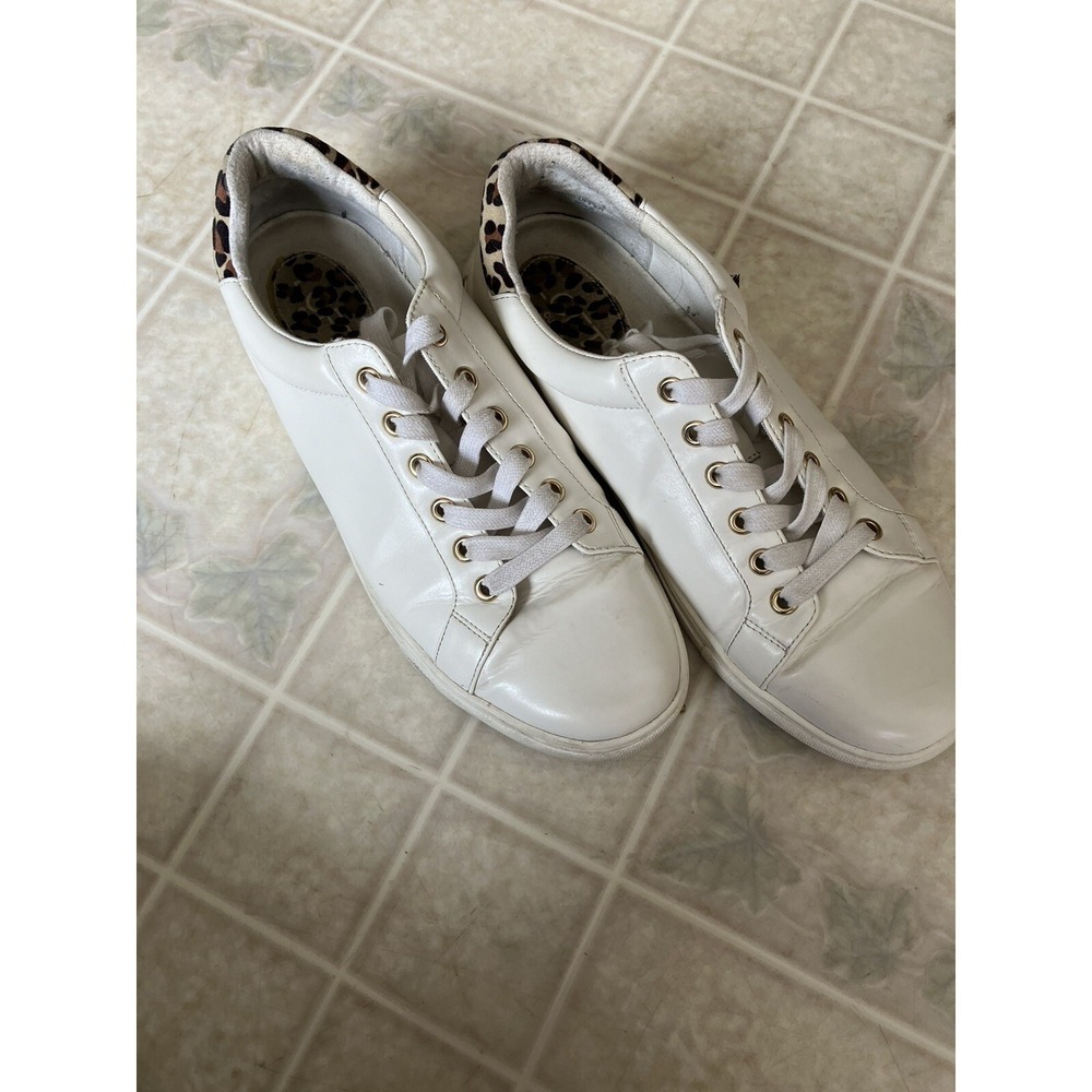Ann Taylor Loft Athletic Shoes White Leopard Accents Breathable Sneakers 10